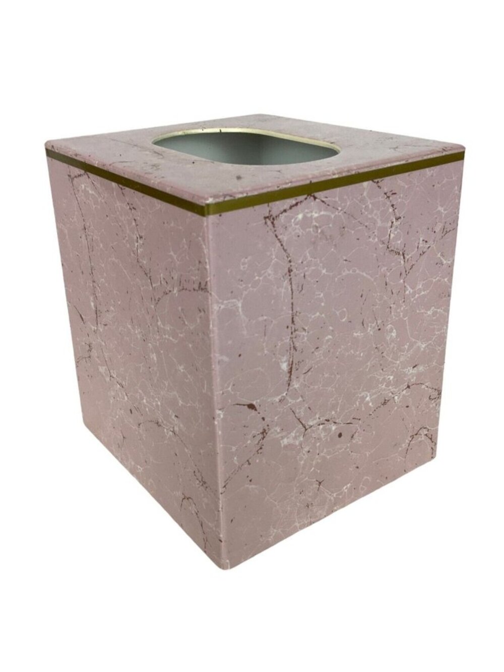 Dawson Tissue Box Cover Pink Gold Marbleized Plastic Lightweight 80s Taiwan